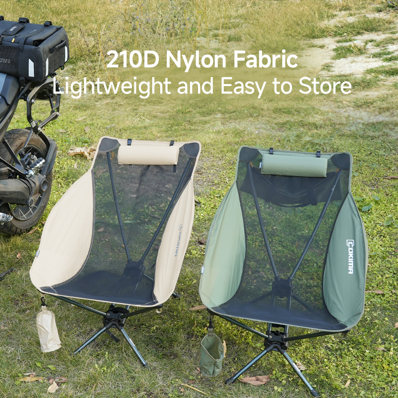 Attribute	Specification
Packed Size	41 × 20 × 9 cm
Weight	1.32 kg
Frame Material	7075 Aerospace-grade Aluminum Alloy Tubes
Seat Material	High-durability nylon
Colour Options	Black, Green, White, Khaki
Features	Ergonomic reclining frame, built-in neck support, integrated drink holder
Compatibility	Fits panniers, tail bags, and PanTop® bags
Stability	Stable on uneven ground, pressure-free seating