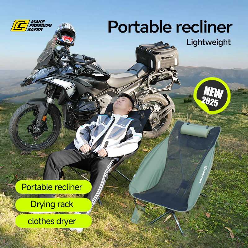 Attribute	Specification
Packed Size	41 × 20 × 9 cm
Weight	1.32 kg
Frame Material	7075 Aerospace-grade Aluminum Alloy Tubes
Seat Material	High-durability nylon
Colour Options	Black, Green, White, Khaki
Features	Ergonomic reclining frame, built-in neck support, integrated drink holder
Compatibility	Fits panniers, tail bags, and PanTop® bags
Stability	Stable on uneven ground, pressure-free seating