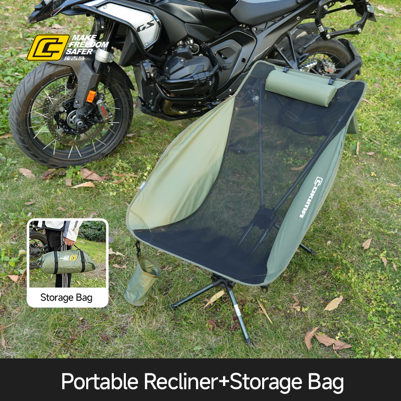Attribute	Specification
Packed Size	41 × 20 × 9 cm
Weight	1.32 kg
Frame Material	7075 Aerospace-grade Aluminum Alloy Tubes
Seat Material	High-durability nylon
Colour Options	Black, Green, White, Khaki
Features	Ergonomic reclining frame, built-in neck support, integrated drink holder
Compatibility	Fits panniers, tail bags, and PanTop® bags
Stability	Stable on uneven ground, pressure-free seating