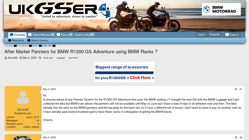 After Market Panniers for BMW R1300 GS Adventure using BMW ...