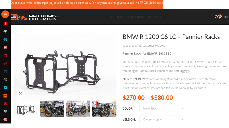 BMW R 1200 GS LC – Pannier Racks - Outback Motortek USA EAST