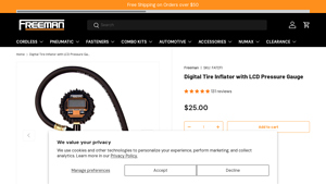 Freeman - Digital Tire Inflator with LCD Pressure Gauge