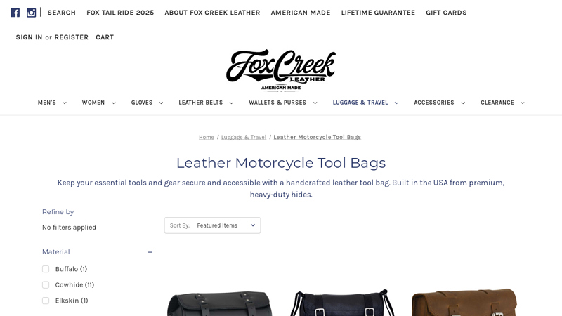 Leather Motorcycle Tool Bags Made in the USA