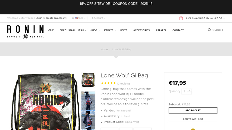 Lone Wolf Gi Bag - Ronin Brand
