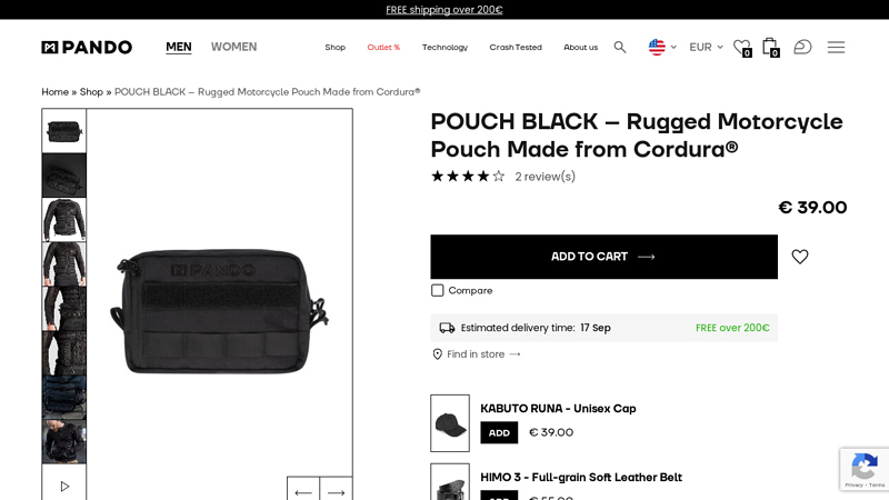POUCH BLACK - Rugged Motorcycle Pouch Made from Cordura