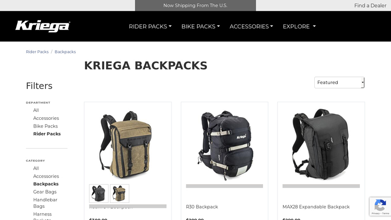 KRIEGA Motorcycle Backpacks All