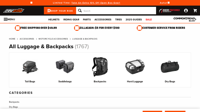 Motorcycle Luggage & Bags - RevZilla