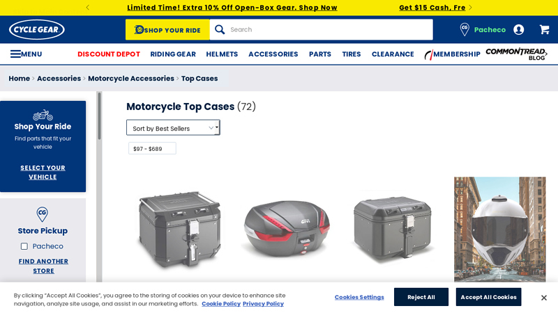 Motorcycle Top Boxes & Cases - Cycle Gear
