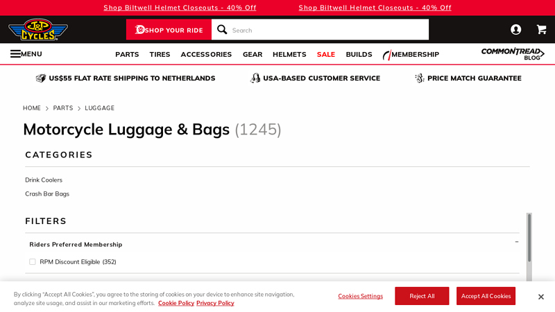 Motorcycle Luggage & Bags | JPCycles.com