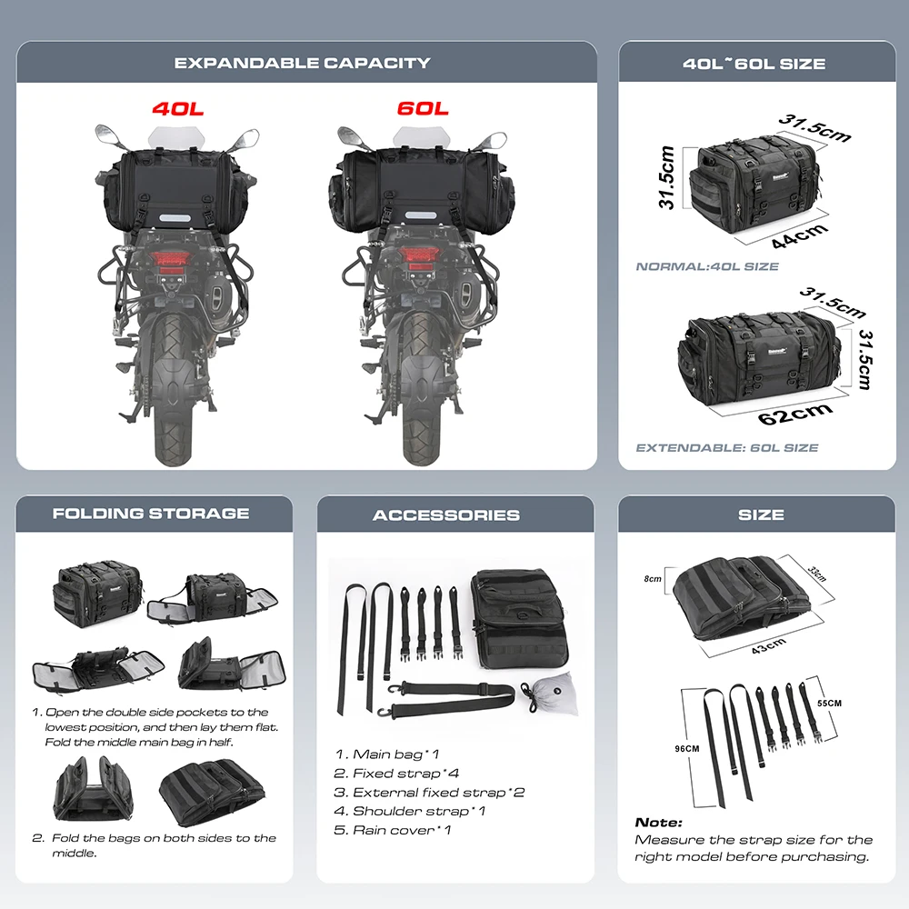 Illustrative image for motorcycle seat bag luggage