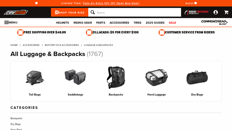 Motorcycle Luggage & Bags - RevZilla