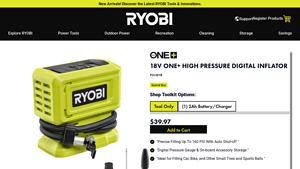 Ryobi - 18V ONE+ High Pressure Digital Inflator