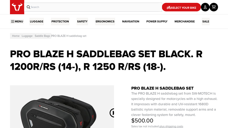 PRO BLAZE saddlebag set for BMW R 1200R/RS and R 1250 R/RS