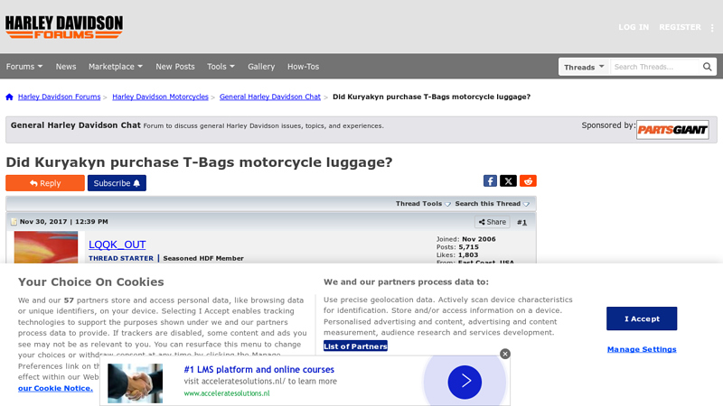 Did Kuryakyn purchase T-Bags motorcycle luggage?