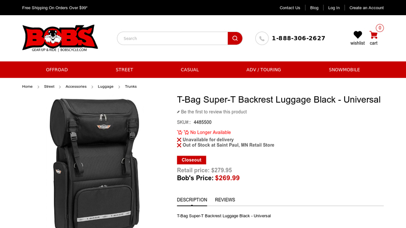 T-Bag Super-T Backrest Luggage Black - Universal