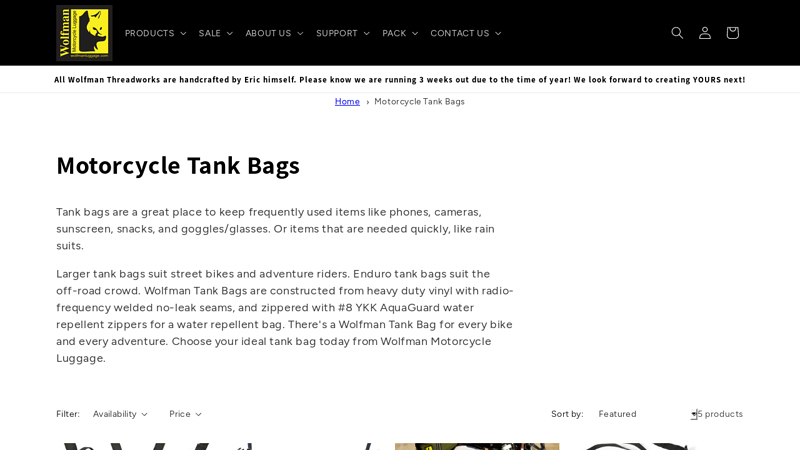 Motorcycle Tank Bags - Wolfman Luggage