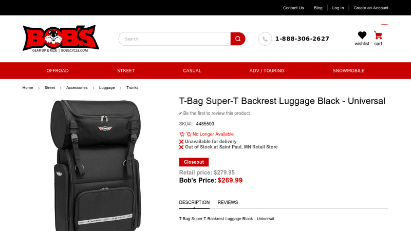 T-Bag Super-T Backrest Luggage Black - Universal