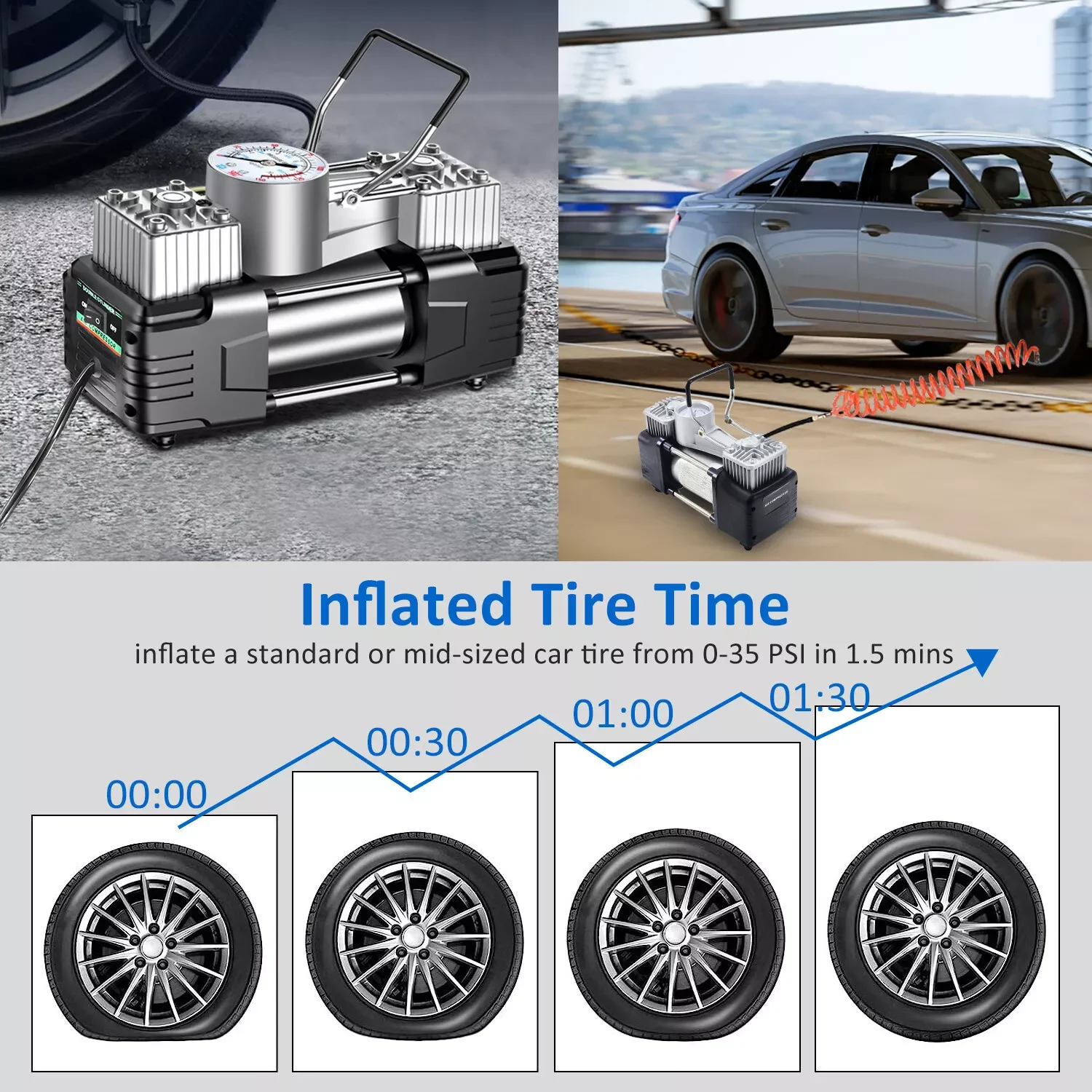 An application scenario or product detail of air compressor to inflate car tires - Image 17