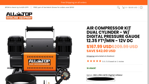 AllTop USA - Air Compressor Kit Dual Cylinder
