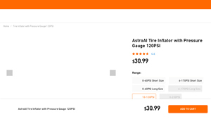 AstroAI - Tire Inflator with Pressure Gauge 120PSI