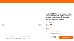 AstroAI - 12V Air Compressor for Car Tires