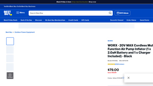 WORX - 20V MAX Cordless Multi Function Air Pump Inflator