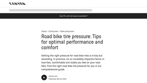 Canyon - Tire Pressure Guide