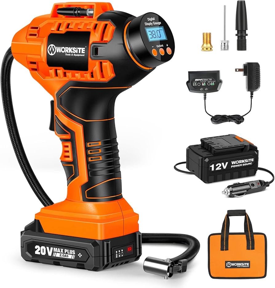 An application scenario or product detail of cordless tire inflator with battery and charger - Image 1