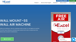 Excel Tire Gauge - Wall Mount-SS Wall Air Machine