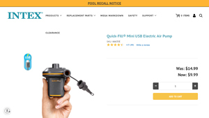 INTEX - Quick-Fill® Mini USB Electric Air Pump