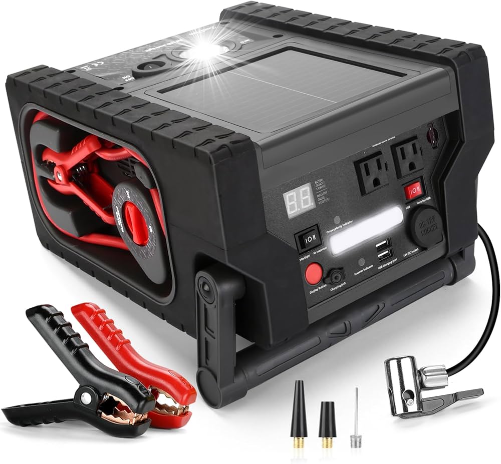 An application scenario or product detail of jump starter and tire inflator power station - Image 1