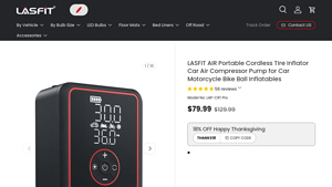 LASFIT - Portable Cordless Tire Inflator LAP-CR1 Pro