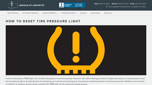 Lincoln - Tire Pressure Light Reset Guide