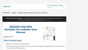 Manuals Plus - Tire Inflator Power Button Guide