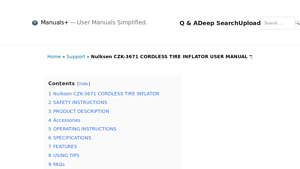 Nulksen - CZK-3671 Cordless Tire Inflator