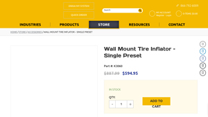 Rapidair - Wall Mount Tire Inflator – Single Preset