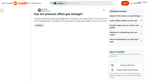 Reddit - Tire Pressure Impact on Mileage