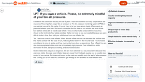 Reddit - Tire Pressure Safety Tips