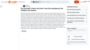 Subaru Solterra - Tire Inflation Kit Issues