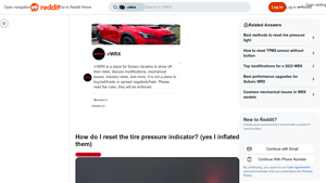WRX - Tire Pressure Reset Guide
