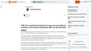 Reddit - Tire Pressure Guide