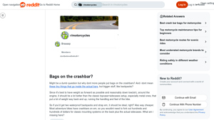 Reddit - Waterproof Backpacks on Motorcycle Crash Bars