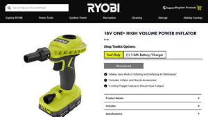 RYOBI - 18V ONE+ High Volume Power Inflator