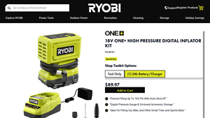 Ryobi - 18V ONE+ High Pressure Digital Inflator Kit