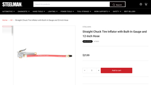 Steelman Tools - Straight Chuck Tire Inflator with Built-In Gauge