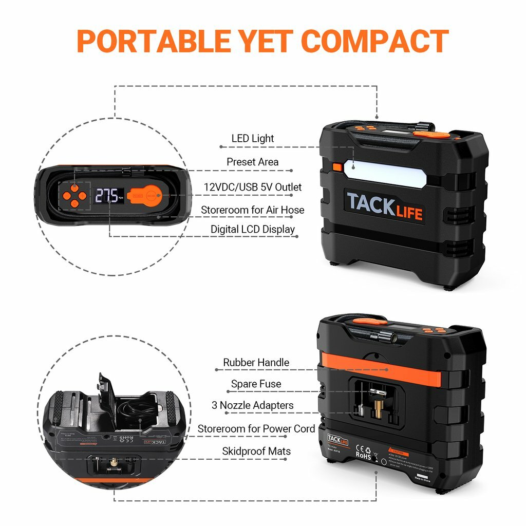 An application scenario or product detail of tacklife tire inflator - Image 7