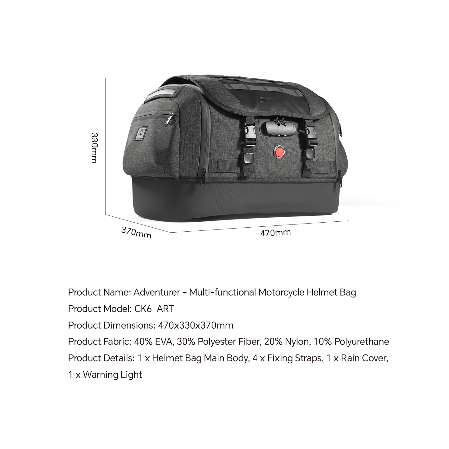 Motorcycle Multi-Functional Helmet Bag – Large Capacity, Durable & Versatile – CK6-ART
